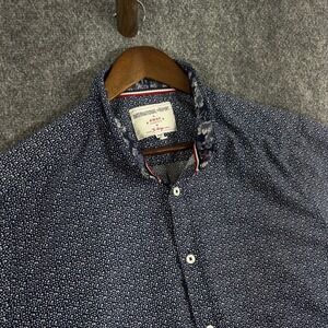 International Report Mens Shirt Extra Large XL Blue Floral 4 Way Stretch
